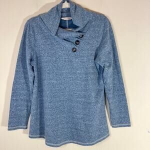 Soft Surroundings Brinley Womens Top Sz Small French Terry Heather Blue Cozy